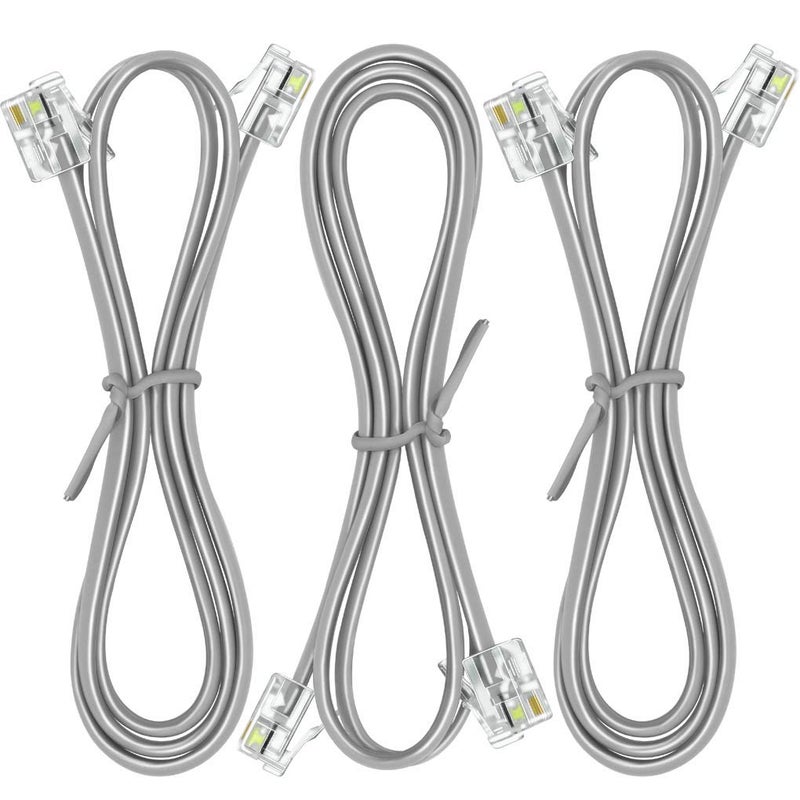NECABLES 3Pack Phone Cord 2ft Telephone Cord Phone Cable RJ11 6P4C Male to Male for Landline and Fax - 2 Feet - Image 1